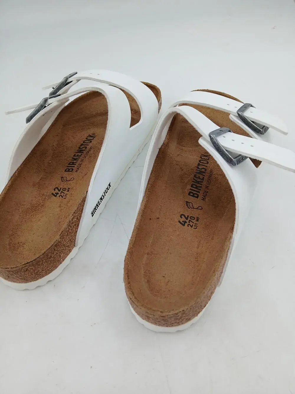 Birkenstock Arizona Shoes Mens Size 9 White Slide Sandals Arch Support Germany